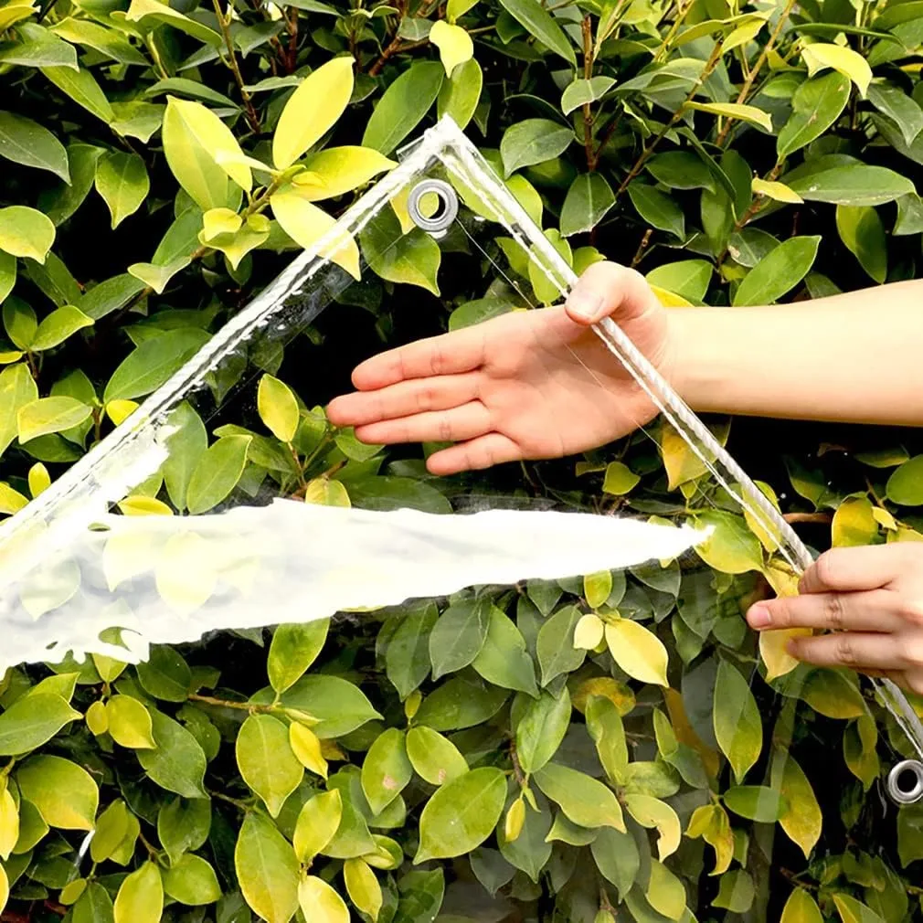 Clear Tarps in Multiple Sizes Transparent Tarpaulin Waterproof Tarpaulin 00% UV & Weather Resistant Vinyl Coated PVC Tarps/Perfect for Curtains (Color : Clear, Size : 3 * 5m)