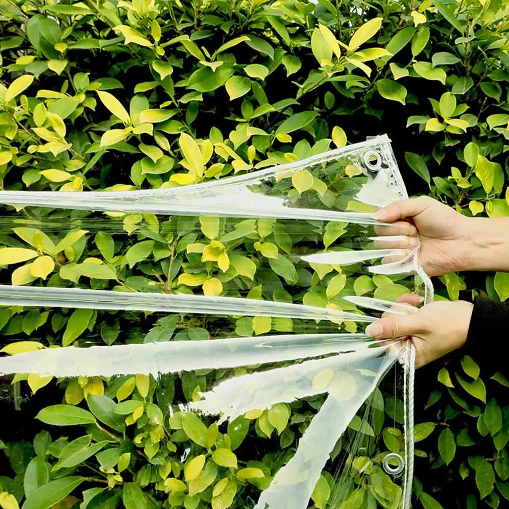 Clear Tarps in Multiple Sizes Transparent Tarpaulin Waterproof Tarpaulin 00% UV & Weather Resistant Vinyl Coated PVC Tarps/Perfect for Curtains (Color : Clear, Size : 3 * 5m)