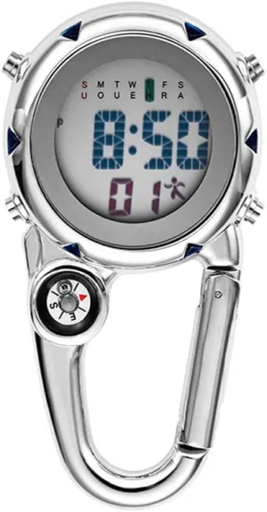 Clip on Digital Carabiner Watch Backpack Fob Belt Waterproof and Shockproof Pocket Clip-on Quartz Watch with Alarm Clock Date Week for Outdoor Sports