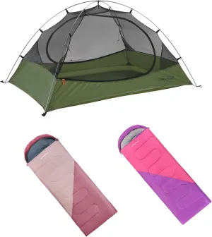 Clostnature Polaris Lightweight Backpacking Tent - 2 Person Ultralight Tent with Two Sleeping Bag, Camping Tent with Left and Right Sleeping Bag for Adults, Family, Outdoor