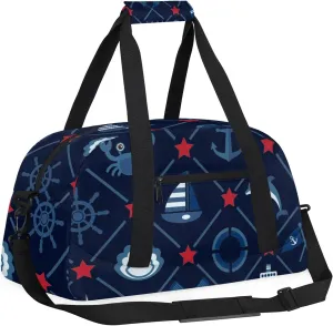 Coastal Lighthouse Compass Anchor Sailboat 18 inch Small Gym Bag for Women and Men, Lightweight Carry On Weekender Bag Mini Duffel Bag for Travel Sports Workout