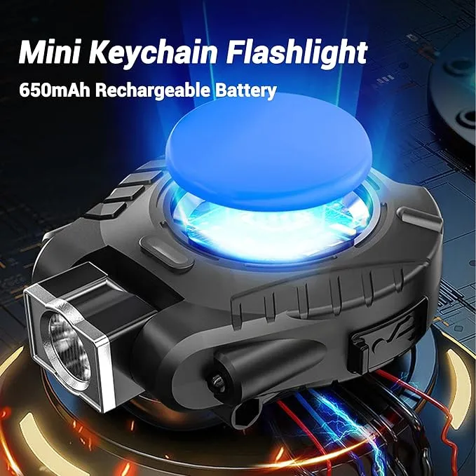 COB Mini Keychain Work Light, Powerful Flashlights 5 Light Modes with Magnetic, Hat Clip Light with Bottle Opener Function, Waterproof Led Flashlight with Smart Sensor for Camping 2 Pack (Black)