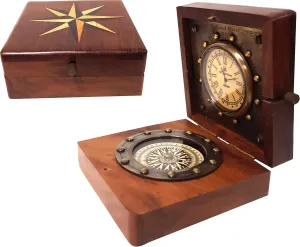 collectiblesBuy New Nautical Ship Compass Wooden Box Compass & Watch Vintage Gift