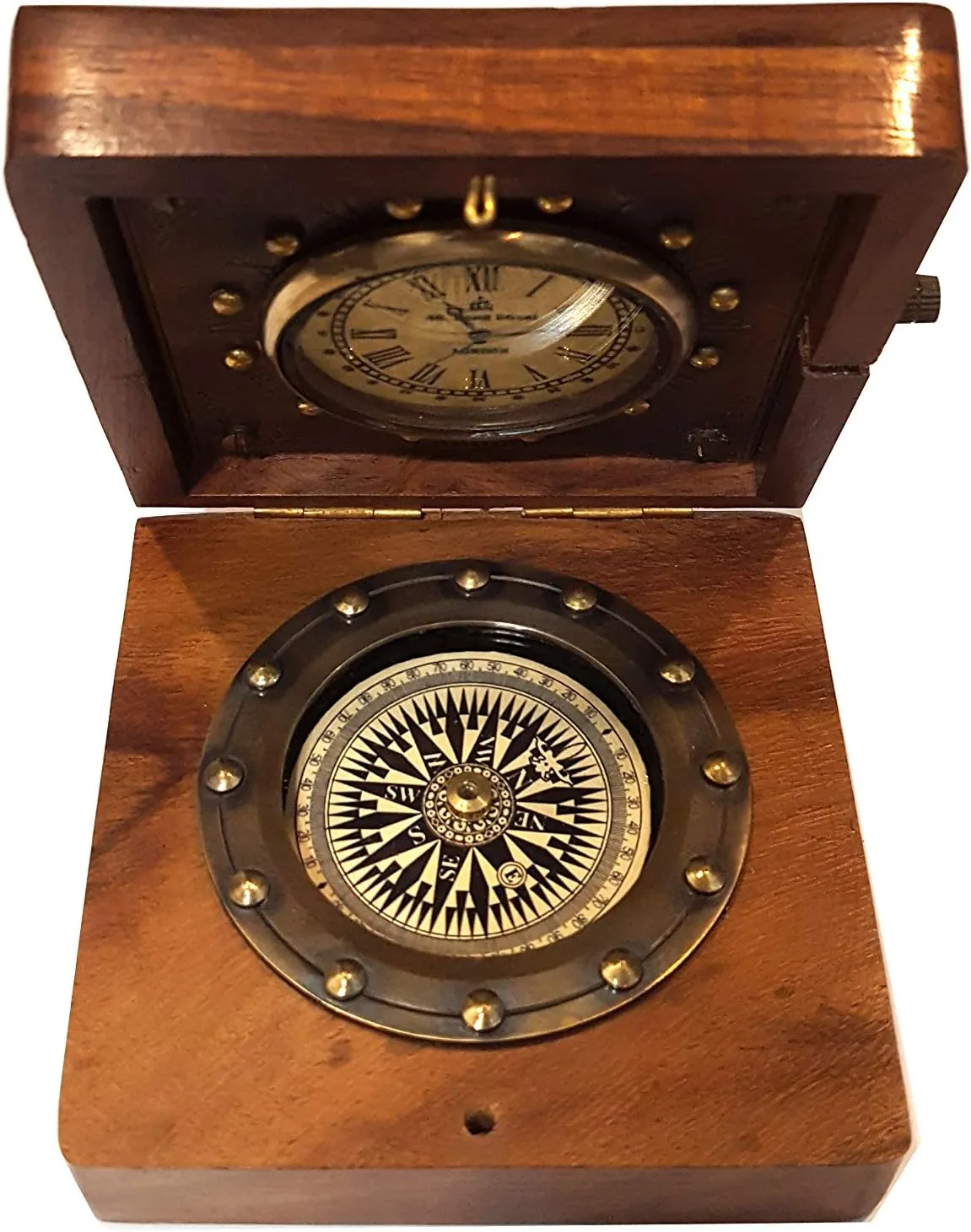 collectiblesBuy New Nautical Ship Compass Wooden Box Compass & Watch Vintage Gift