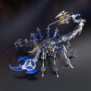 Colorful 3D Metal Puzzles for Adults Scorpion Metal Model Kits, DIY Building Toy 3D Metal Scorpion Model with Tool, Stainless Steel Desktop Toy Gifts for Adults(Blue)