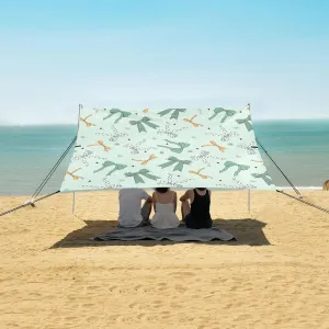 Colorful Green Bow Beach Camping Tent Sun Shelter for Whole Family, Beach Shade Canopy with UPF50  UV Protection,Easy Set Up and Carry,Outdoor Shade for Trips, Fishing, Backyard Fun Picnics