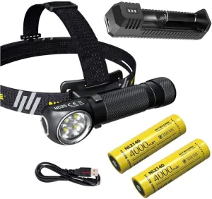 Combo: Nitecore HC35 Rechargeable LED Headlamp - 4 x C-ree XP-G3 S3 w/Extra 2140 Battery & UI1 USB Charger  Free Eco-Sensa USB Cord