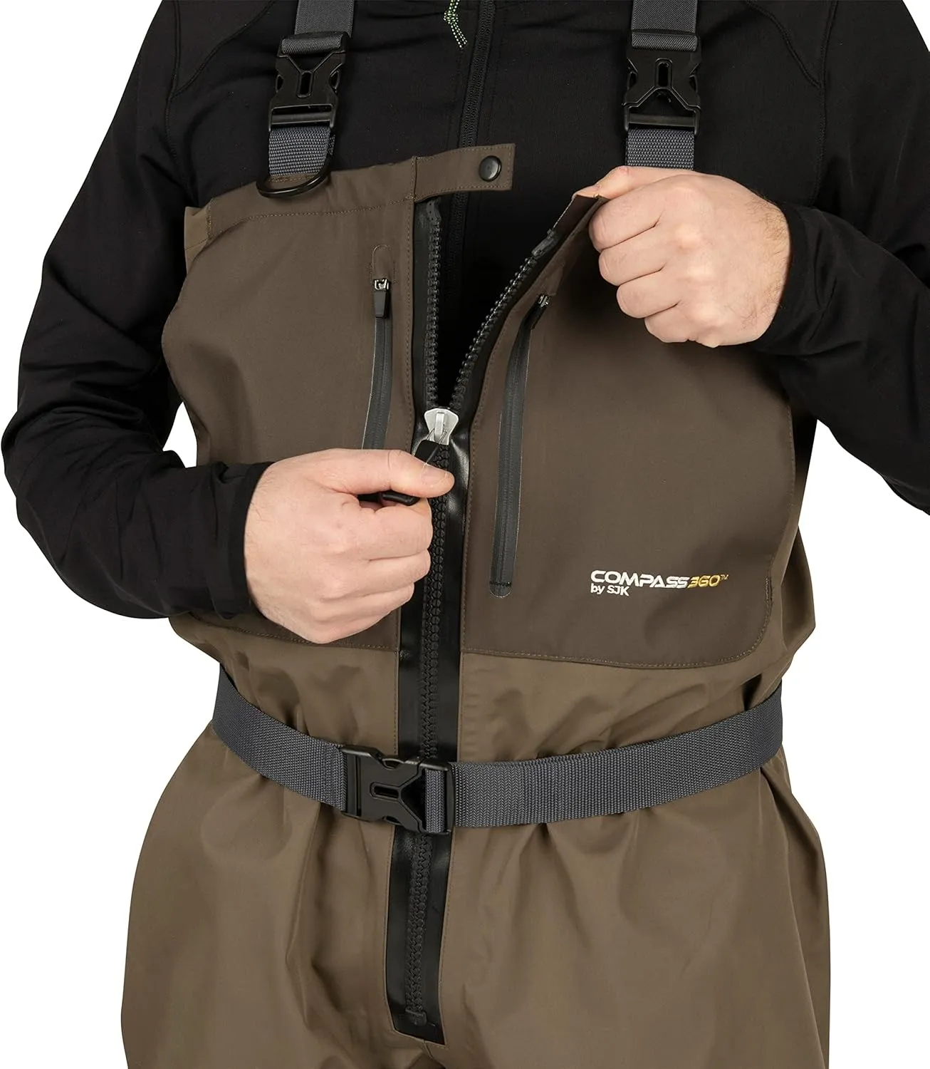 Compass 360 by SJK Deadfall-Z Stout Zippered STFT Wader Waterproof Fishing, Bootfoot, Lightweight Men & Women Breathable