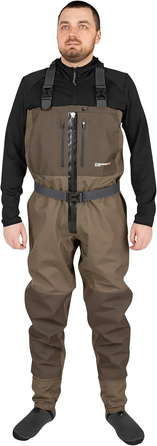 Compass 360 by SJK Deadfall-Z Stout Zippered STFT Wader Waterproof Fishing, Bootfoot, Lightweight Men & Women Breathable