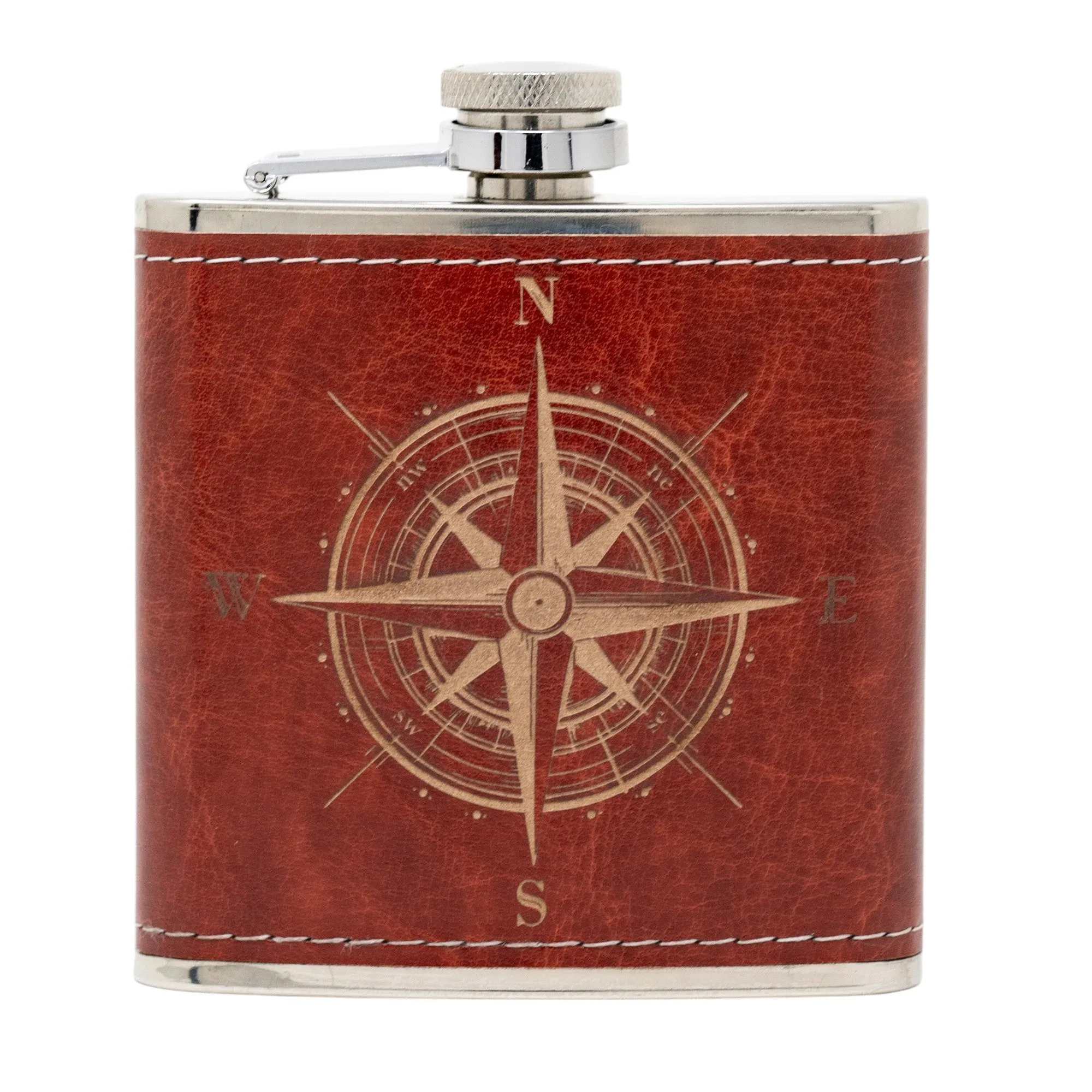 Compass Leather Flask