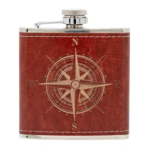 Compass Leather Flask