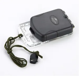 Compass Luminous Flip Compass with Mirror LED Light Waterproof for Hiking Mountaineering Navigation Orienteering Outdoor Survival Kit