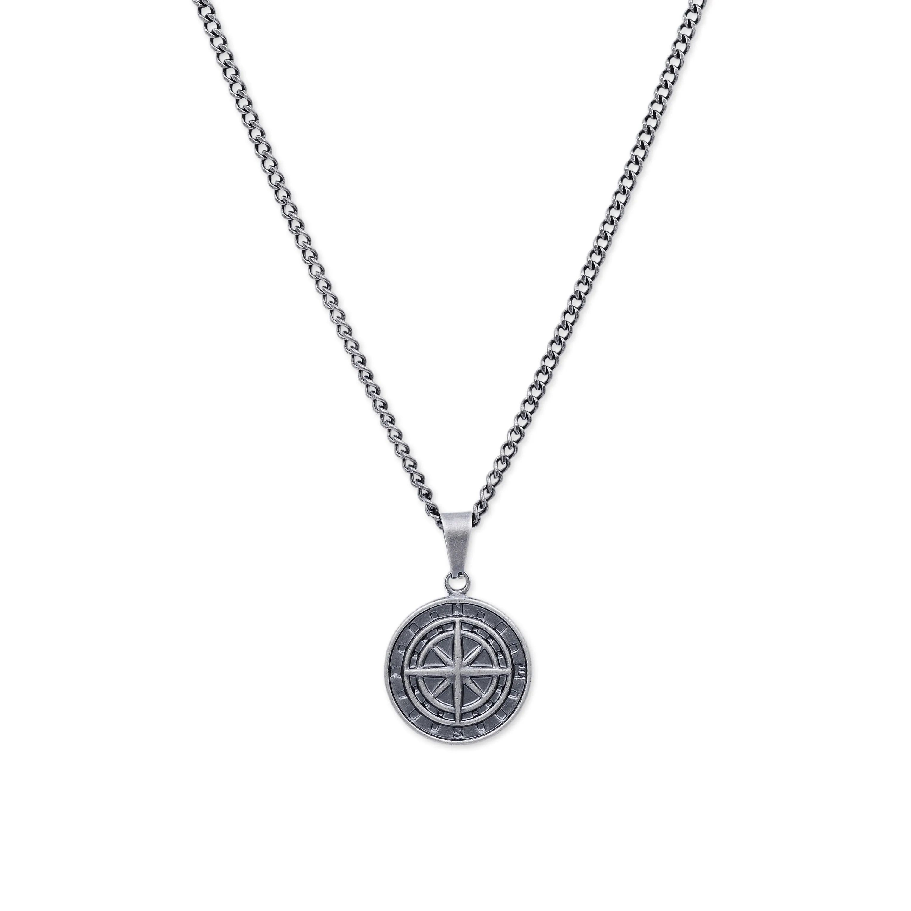 Compass Pendant Necklace (Black)