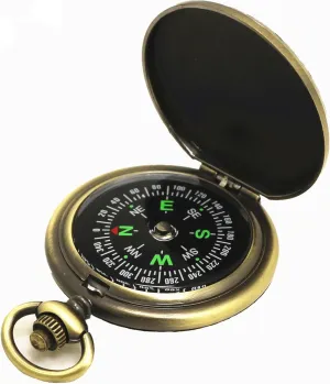 Compass Retro Compass, Portable Flip-Openeg Vintage Compass, Luminous Compass for Outdoor Travel Camping Riding Hiking Durable