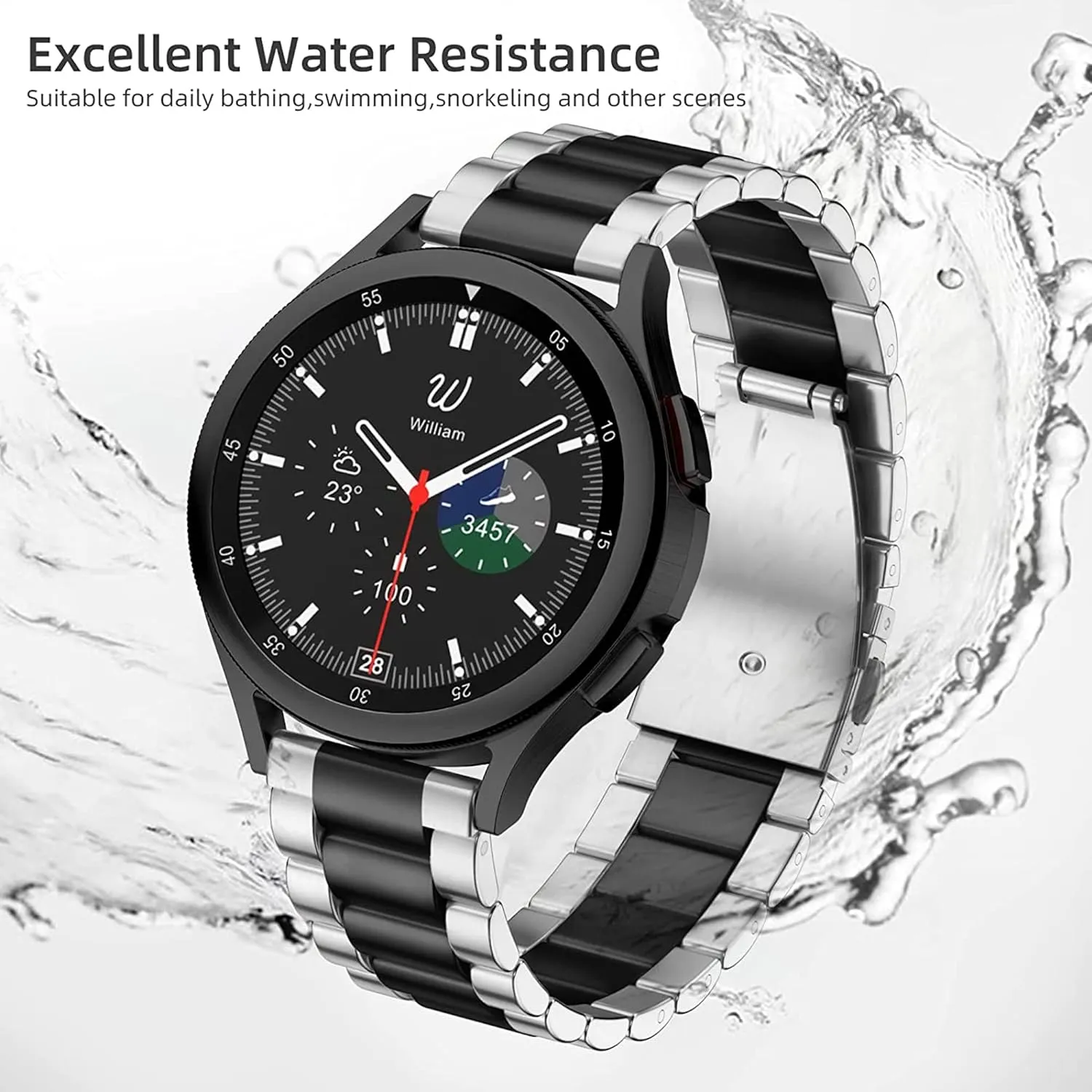 Compatible for Garmin Venu 3S Band, 18mm Stainless Steel Metal Replacement Straps Compatible for Garmin Venu 3S 41mm / Forerunner 265S Smartwatch