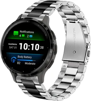 Compatible for Garmin Venu 3S Band, 18mm Stainless Steel Metal Replacement Straps Compatible for Garmin Venu 3S 41mm / Forerunner 265S Smartwatch