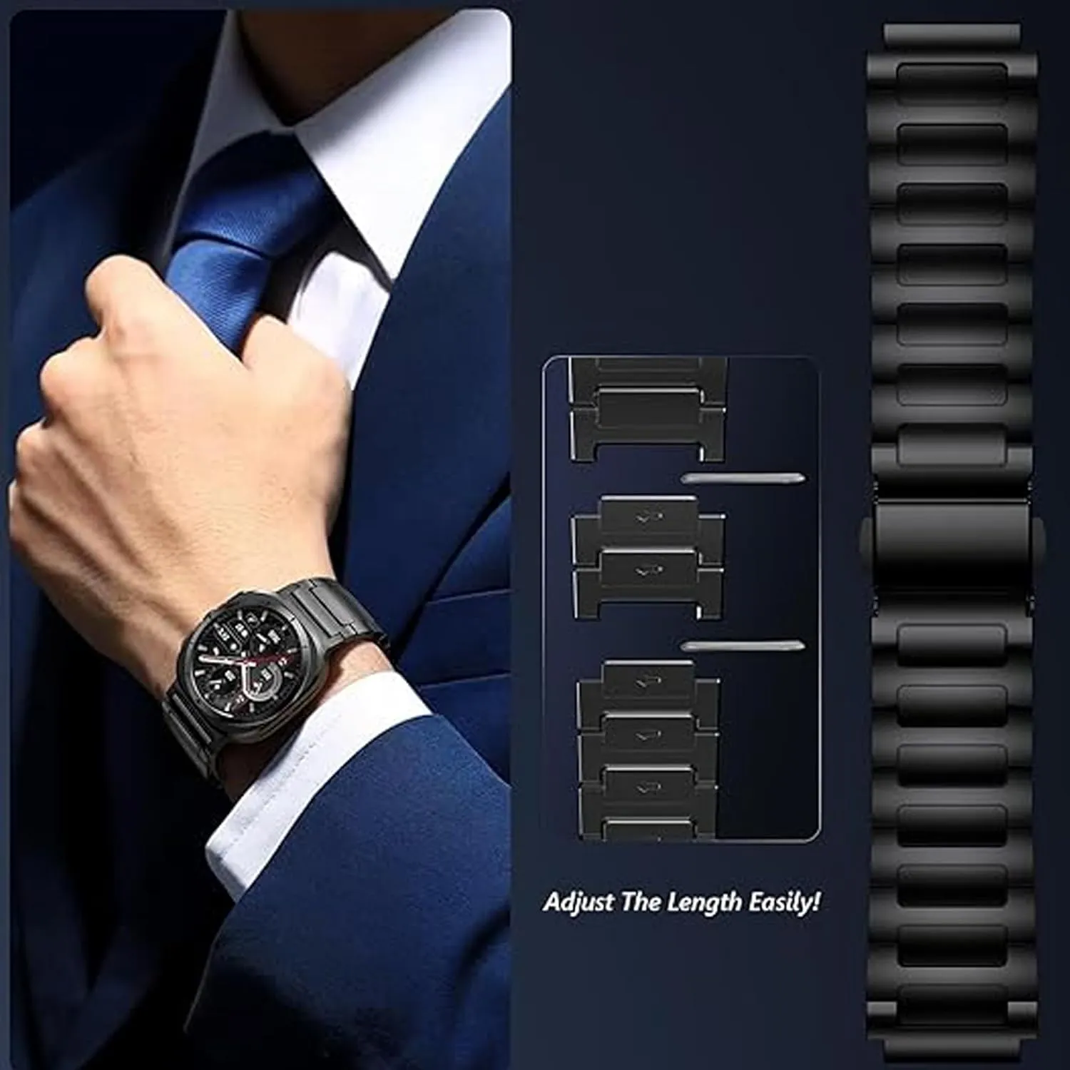 Compatible with OUKITEL Smart Watch Bands, 22mm Solid Business Stainless Steel Metal Bands Compatible with OUKITEL BT10, BT20, BT80, BT101, BT103 Smart Watch