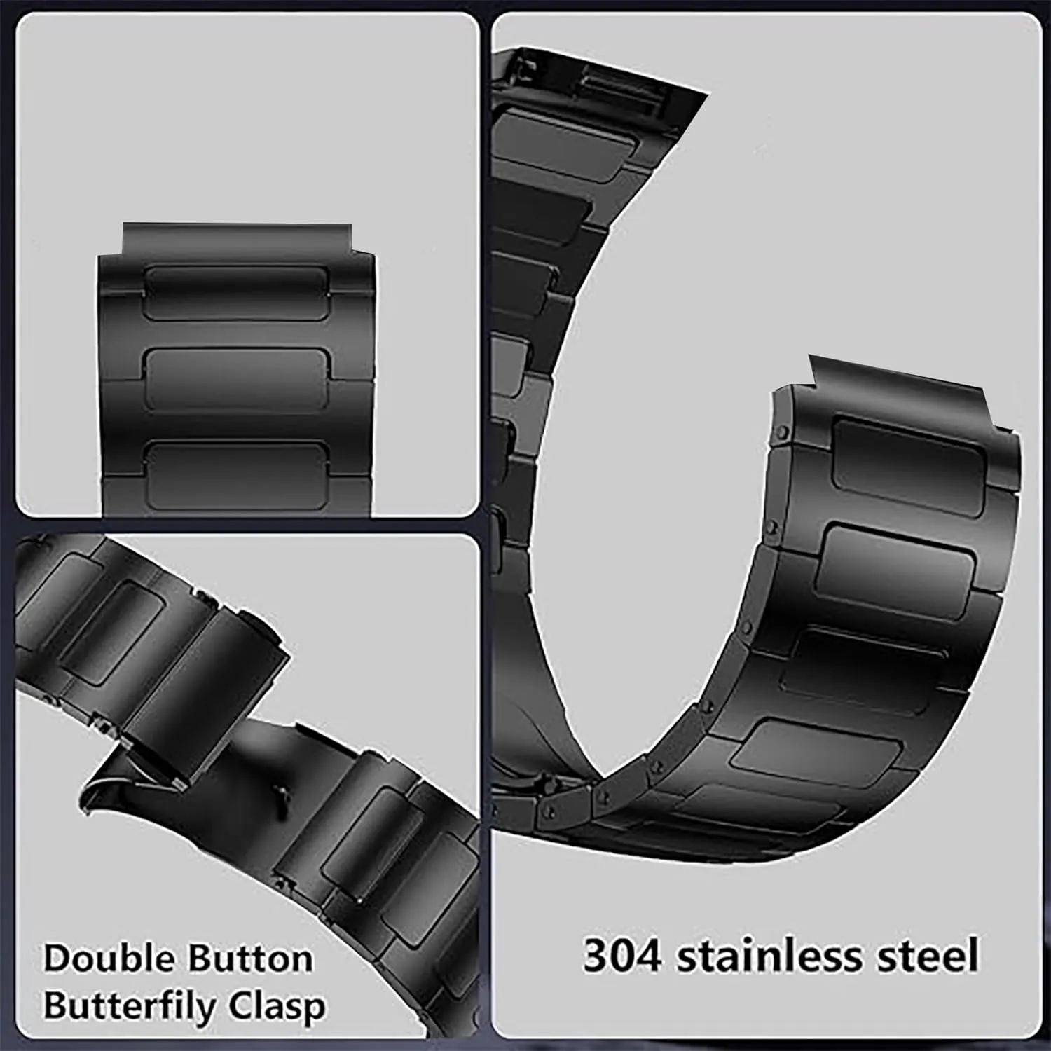 Compatible with OUKITEL Smart Watch Bands, 22mm Solid Business Stainless Steel Metal Bands Compatible with OUKITEL BT10, BT20, BT80, BT101, BT103 Smart Watch