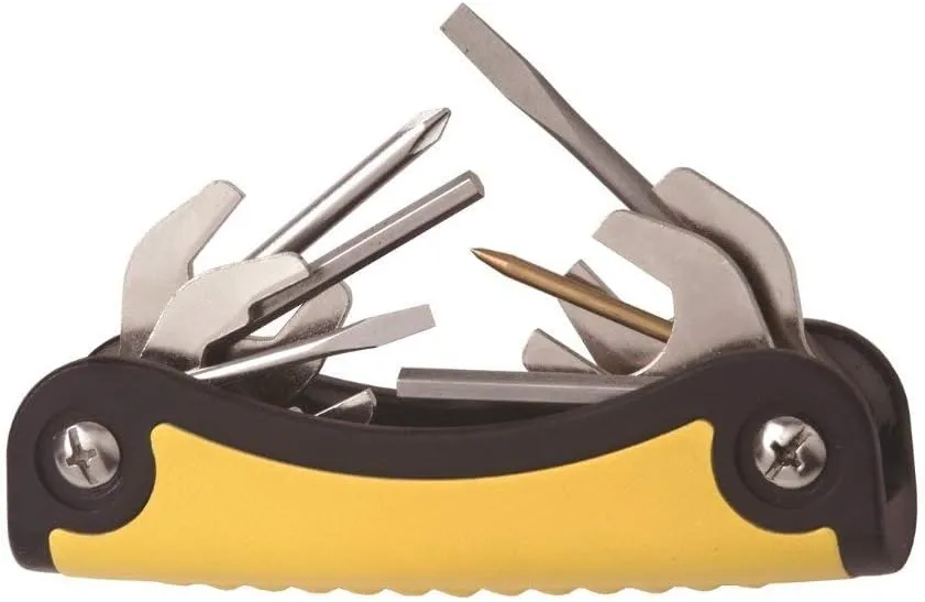 Concepts New T-2 Scuba Toolpack Multi Tool for Repairing & Adjusting Scuba Diving Regulators (11 Stainless Steel Tools), Black/Yellow