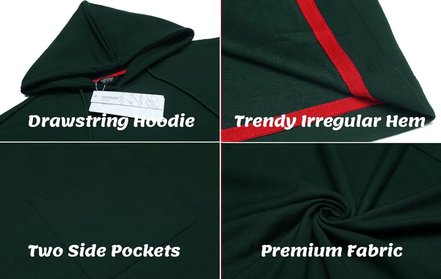 COOFANDY Unisex Casual Hooded Poncho Cape Cloak Fashion Coat Hoodie Pullover with Pocket