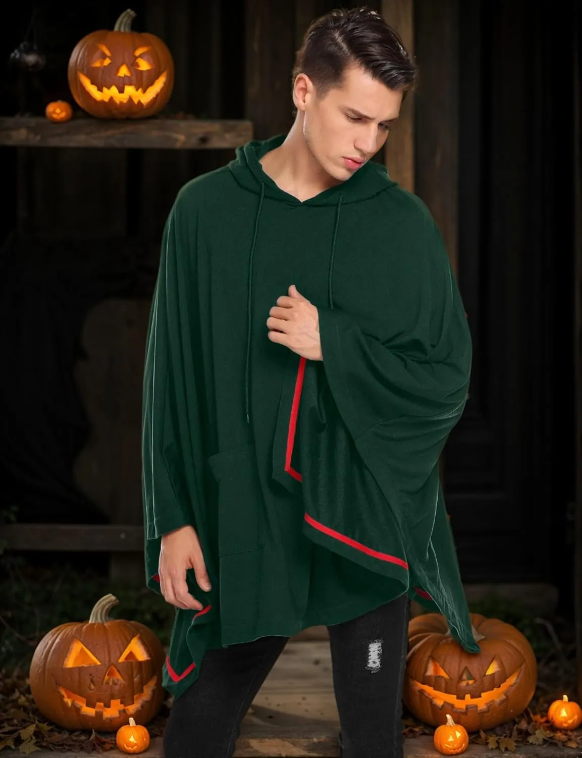 COOFANDY Unisex Casual Hooded Poncho Cape Cloak Fashion Coat Hoodie Pullover with Pocket