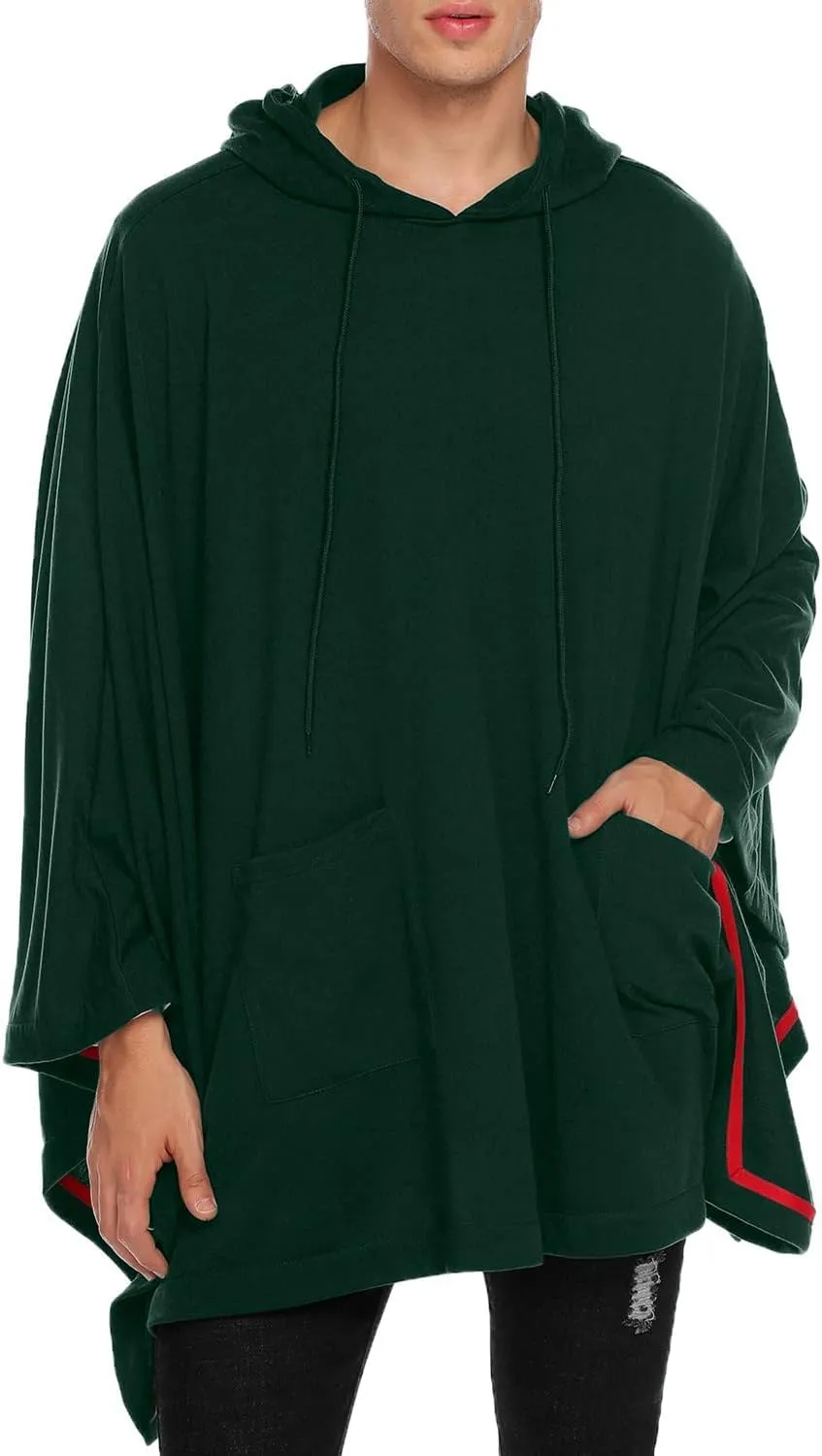 COOFANDY Unisex Casual Hooded Poncho Cape Cloak Fashion Coat Hoodie Pullover with Pocket