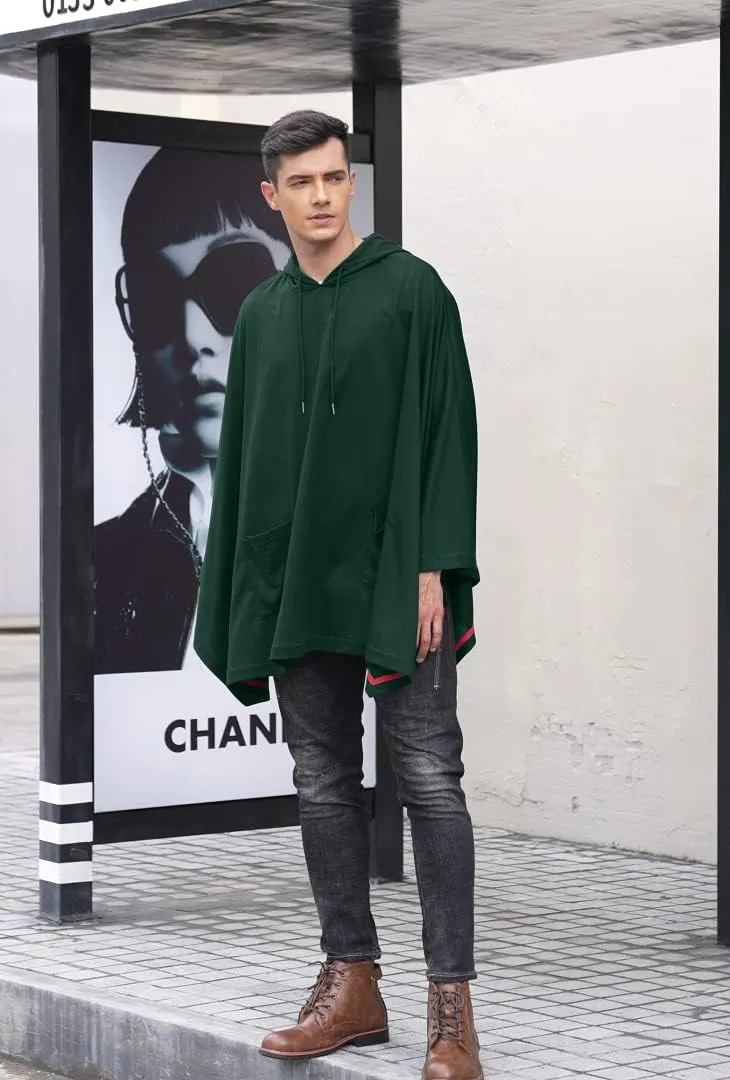 COOFANDY Unisex Casual Hooded Poncho Cape Cloak Fashion Coat Hoodie Pullover with Pocket
