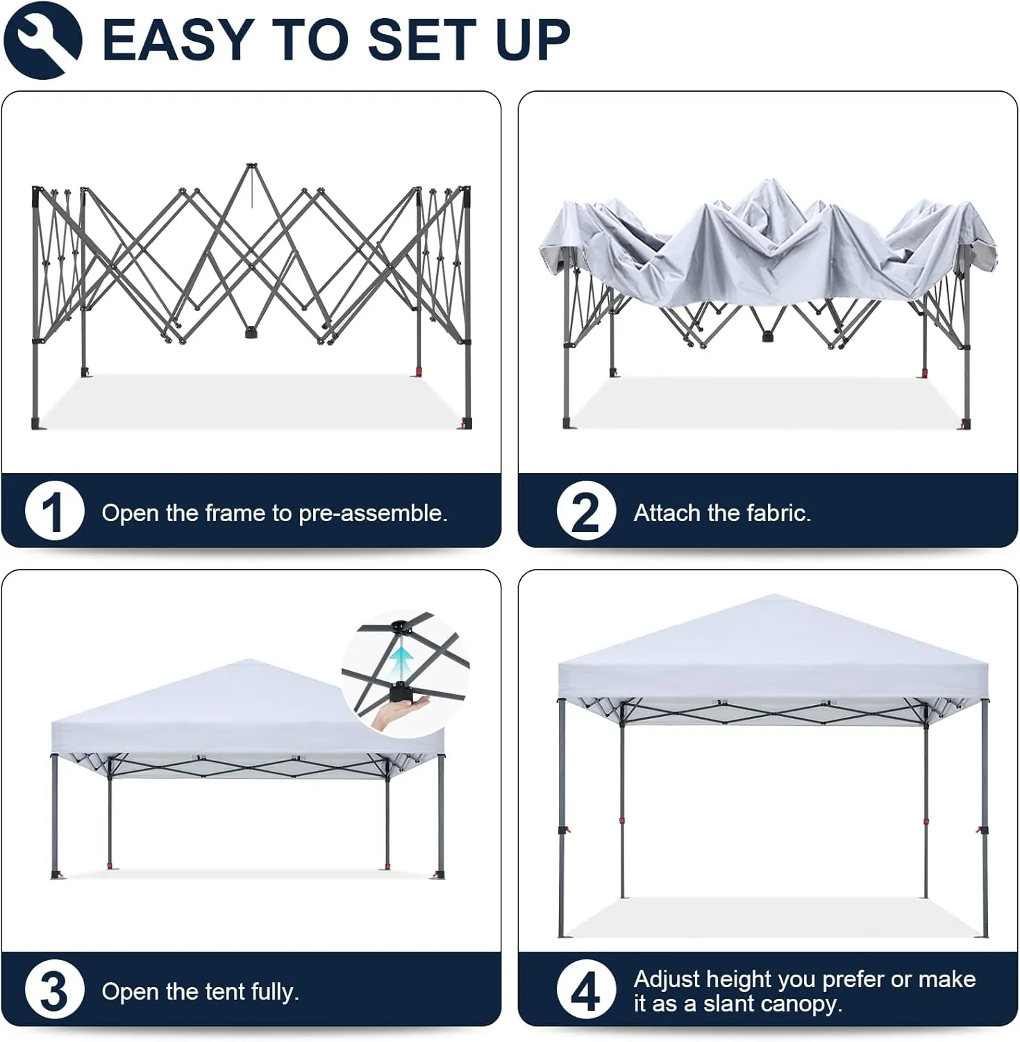 COOSHADE Easy Pop Up Canopy Tent 8X8Ft(White)