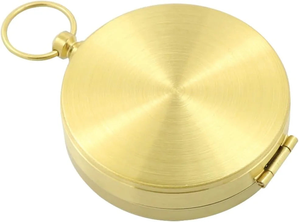 Copper Pocket Watch Compass Compass Compass Gold Glossy Flip Cover Night Glow Compass