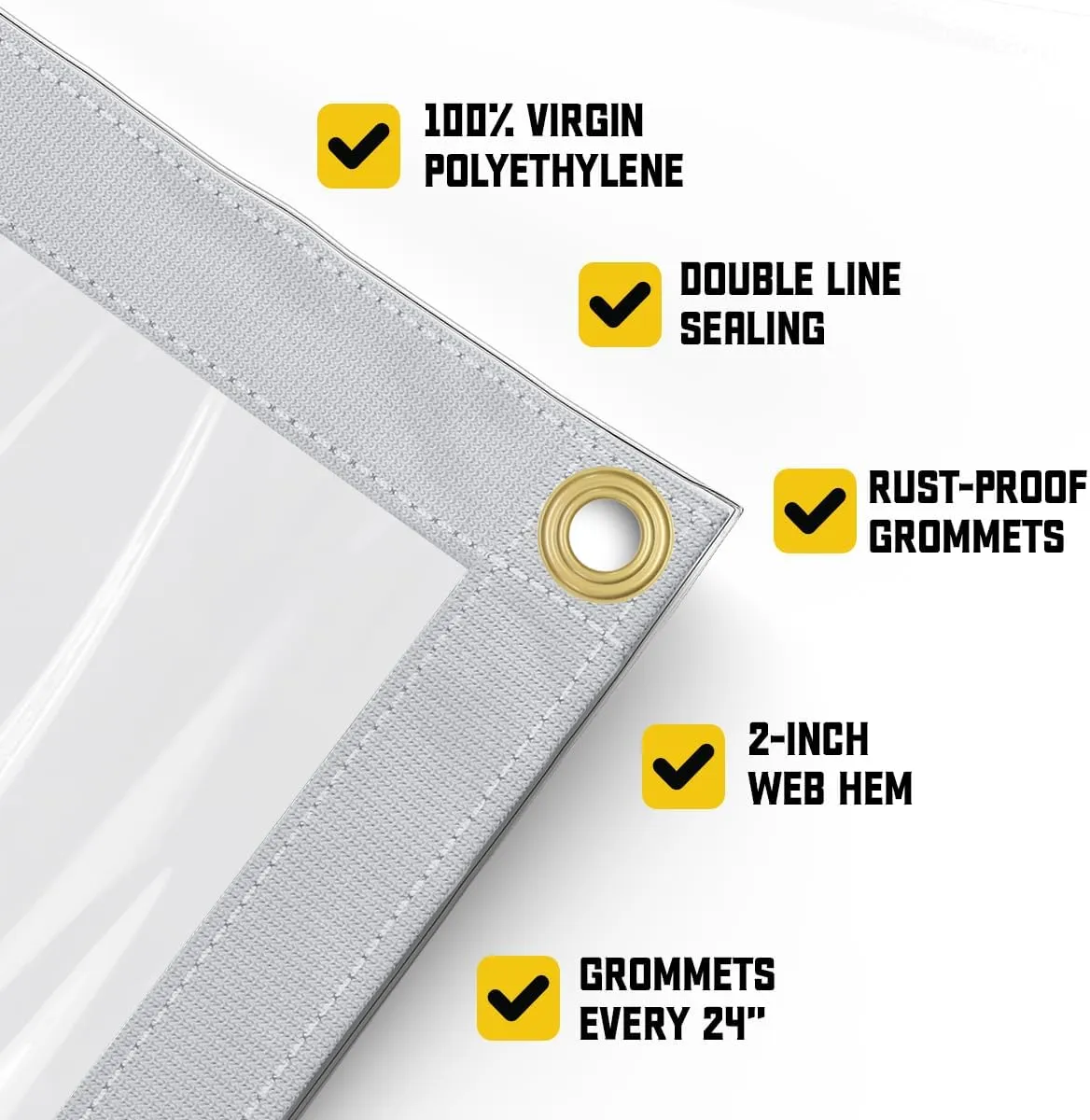 Core Tarps 30 Mil Extreme Heavy Duty Clear Tarp with Gromments - 8x20ft Super Clear Tarps Heavy Duty Waterproof Vinyl Tarpaulin, Transparent Tarp for Outdoor, Camping & Construction, Clear