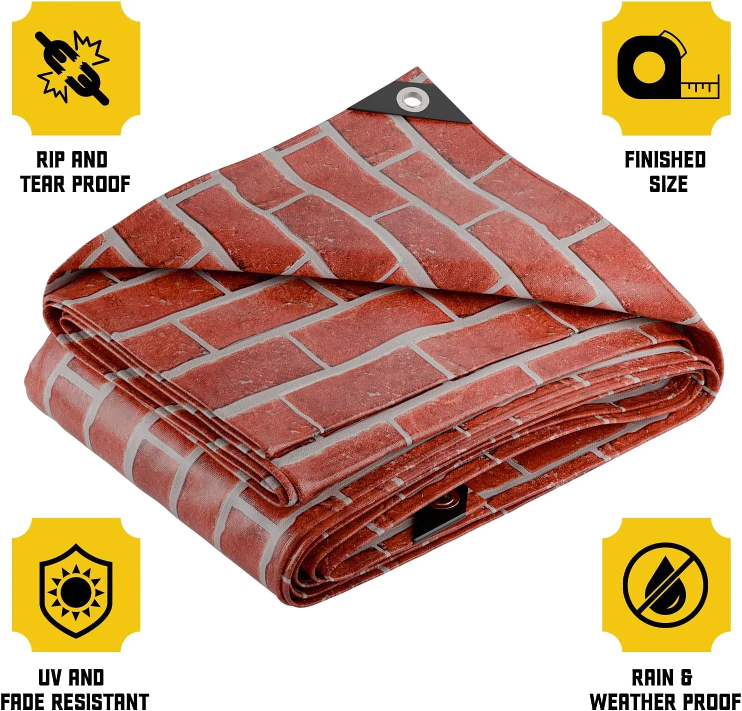 Core Tarps Extreme Heavy Duty 20 Mil Tarp Cover, Waterproof, UV Resistant, Rip and Tear Proof, Poly Tarpaulin with Reinforced Edges for Roof, Camping, Patio, Pool, Boat (Bricks/Black 40′ X 60′)