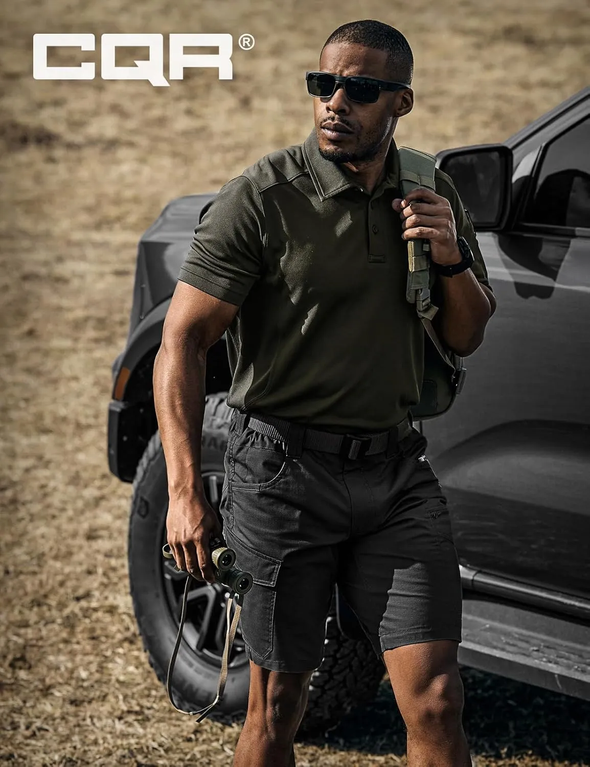 CQR Men's Flex Casual Cargo Shorts, Lightweight Water Resistant Golf Shorts, Stretch Tactical Work Shorts with Multi-Pocket