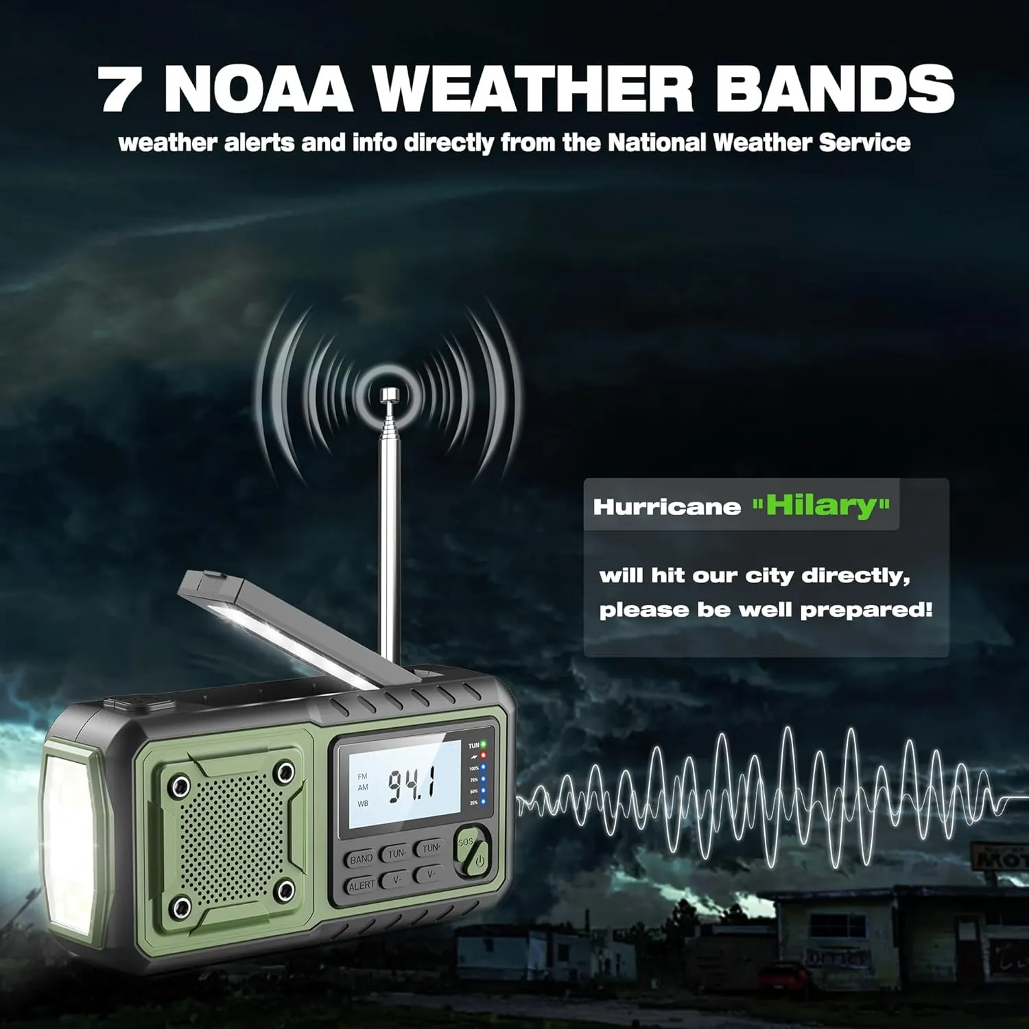 Crank Emergency Radio 5000mAh, Weather Radio, Solar Radios Battery Operated, NOAA/AM/FM Weather Alert Radios with Power Bank Phone Charger, SOS Alarm, Flashlight & Reading Lamp Indoor Outdoor