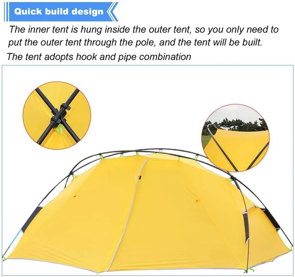 Cresccent 2persons 20D Single Silicon Windproof and Rainproof Snow Mountain pergola Small for Camping hikking sprorts