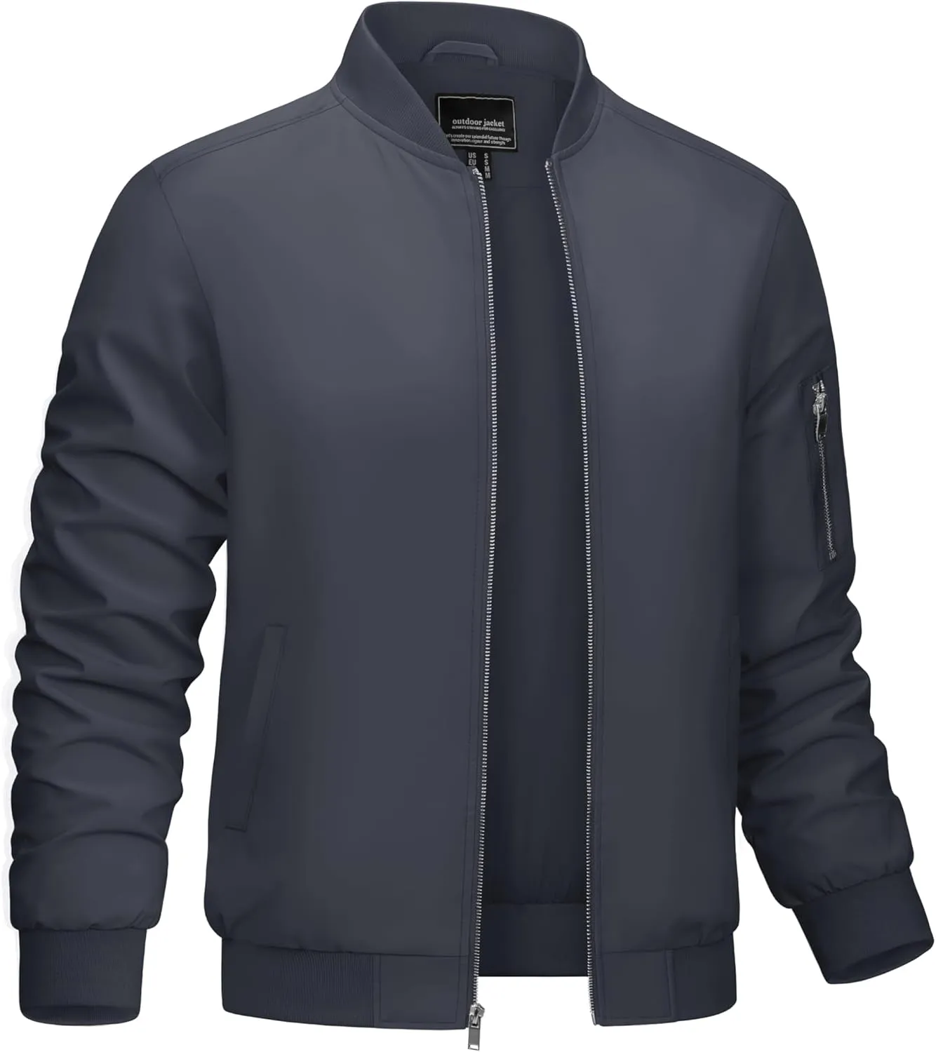 CRYSULLY Men's Bomber Jacket Lightweight Spring Fall Casual Windbreaker Full Zip Outwear Coat