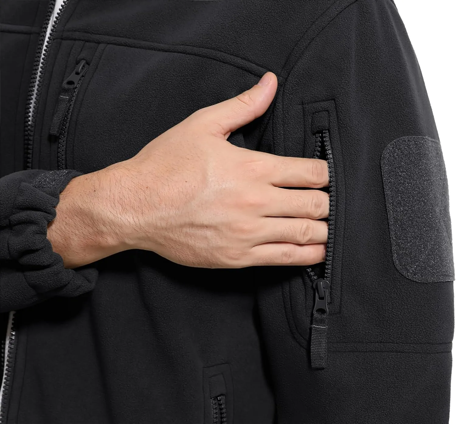CRYSULLY Men's Fleece Jacket Tactical Full-Zip Winter Coat Jackets Multi Pockets