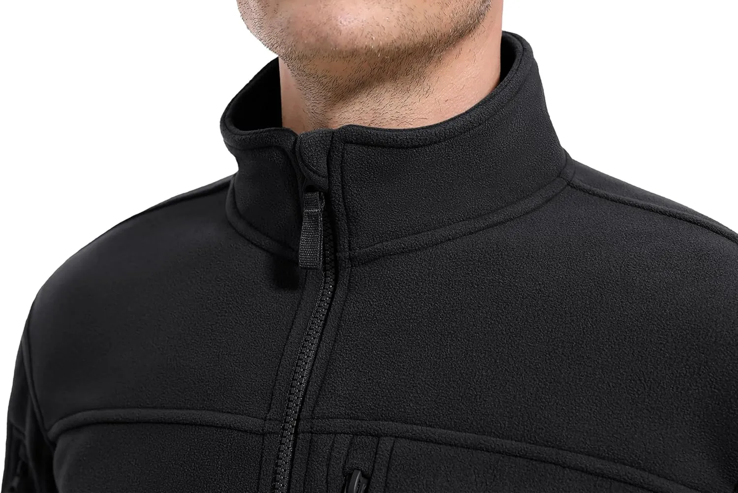 CRYSULLY Men's Fleece Jacket Tactical Full-Zip Winter Coat Jackets Multi Pockets