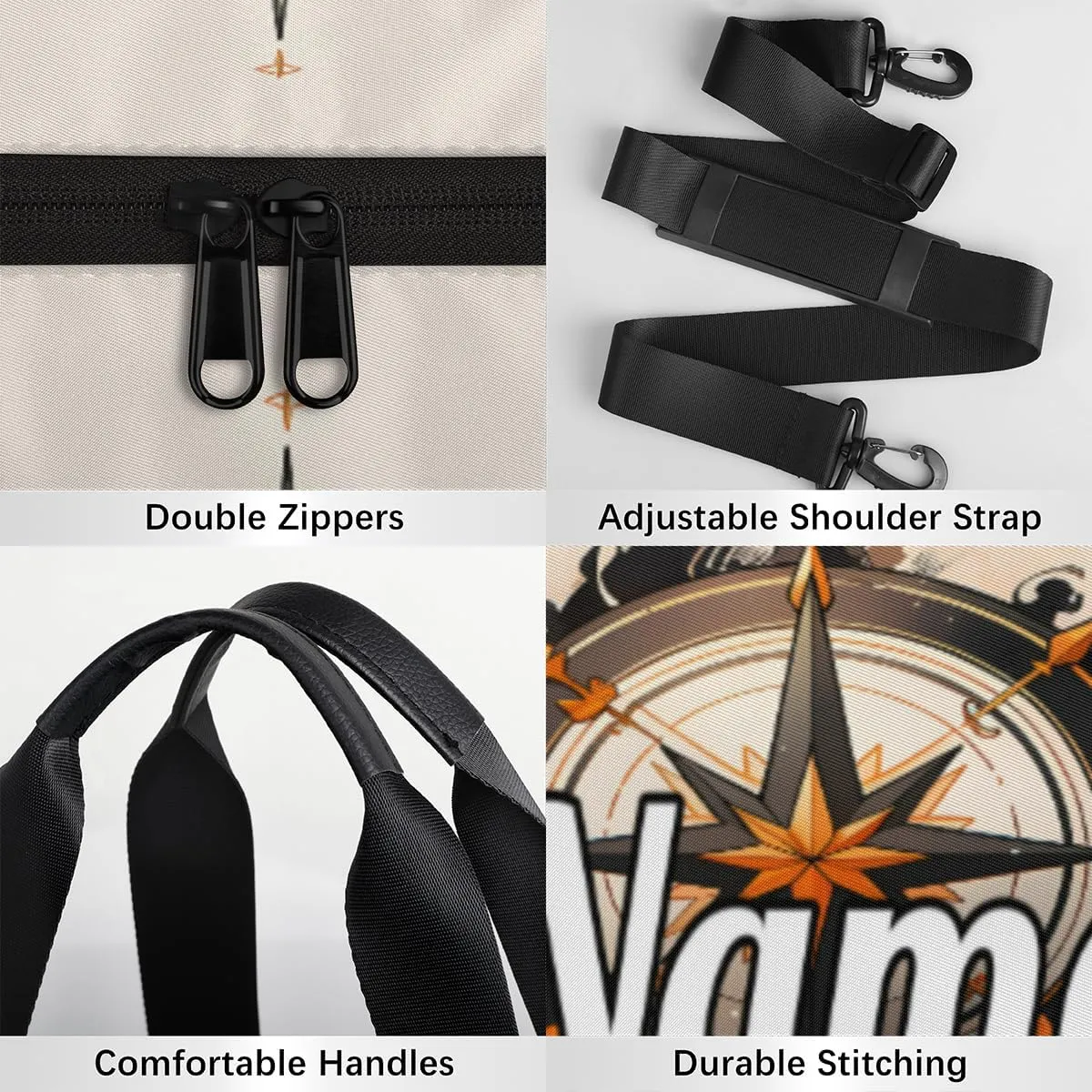 Custom Dance Duffel Bag Sport Backpacks Gyms and Weekend Overnight Travel Duffle Bag Birthday Christmas Halloween Waterproof, Old Compass