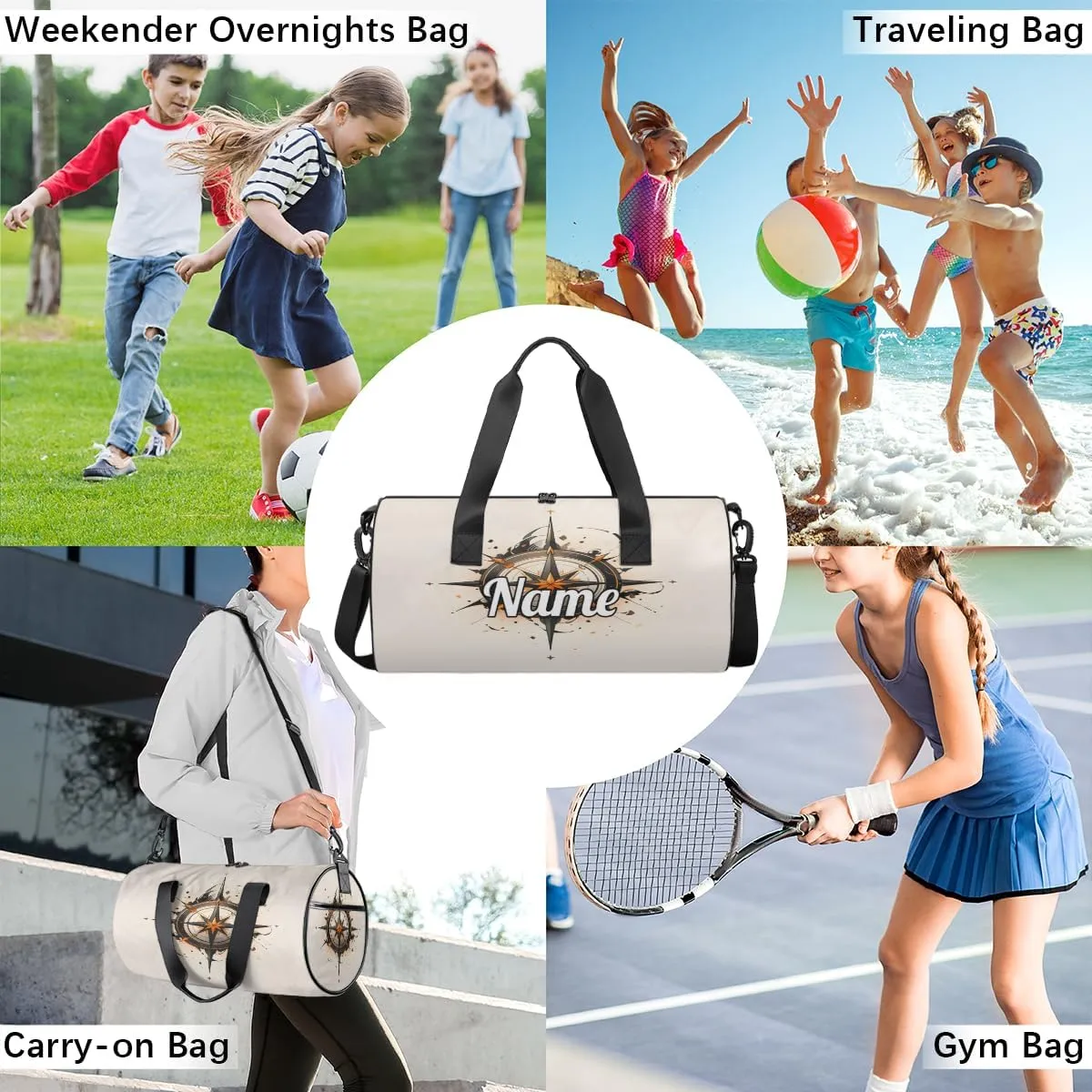 Custom Dance Duffel Bag Sport Backpacks Gyms and Weekend Overnight Travel Duffle Bag Birthday Christmas Halloween Waterproof, Old Compass