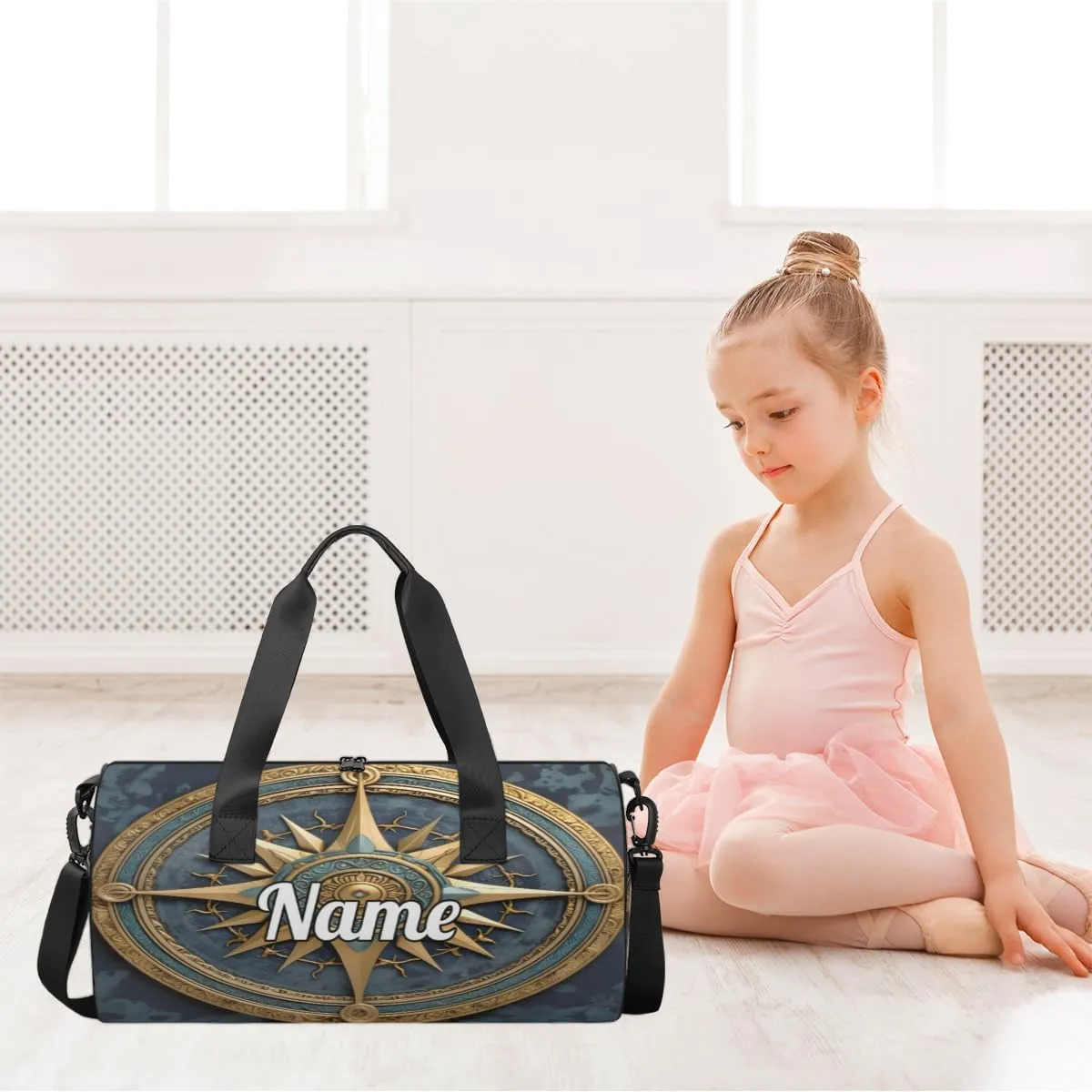 Custom Dance Duffel Bag Sport Backpacks Gyms and Weekend Overnight Travel Duffle Bag Birthday Christmas Halloween Waterproof, Vintage Compass Painted