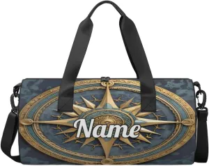 Custom Dance Duffel Bag Sport Backpacks Gyms and Weekend Overnight Travel Duffle Bag Birthday Christmas Halloween Waterproof, Vintage Compass Painted