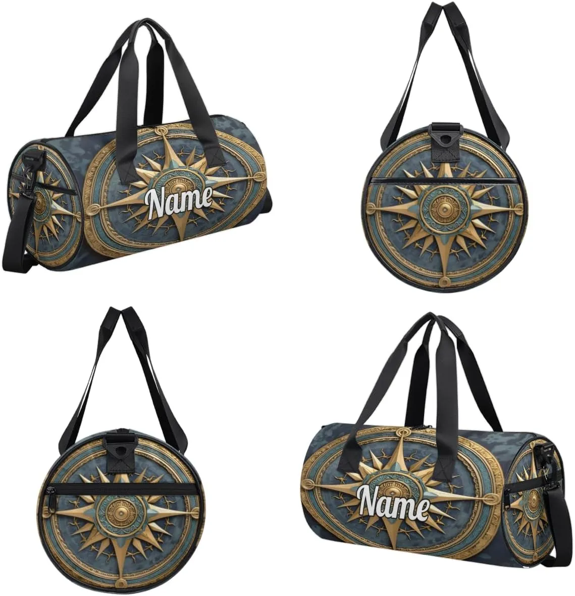 Custom Dance Duffel Bag Sport Backpacks Gyms and Weekend Overnight Travel Duffle Bag Birthday Christmas Halloween Waterproof, Vintage Compass Painted