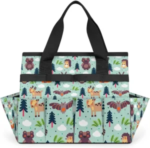 Cute Animals Gardening Bag, Garden Tote Bag, Portable Garden Tool Bags Storage with Pockets & Handle, Multi-Pocket Gardening Tote Organizer for Outdoor Garden Lawn Yard