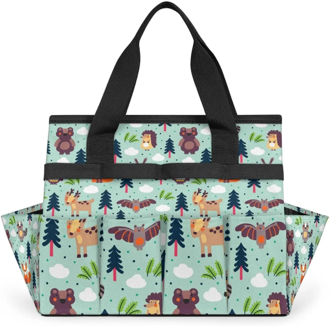 Cute Animals Gardening Bag, Garden Tote Bag, Portable Garden Tool Bags Storage with Pockets & Handle, Multi-Pocket Gardening Tote Organizer for Outdoor Garden Lawn Yard