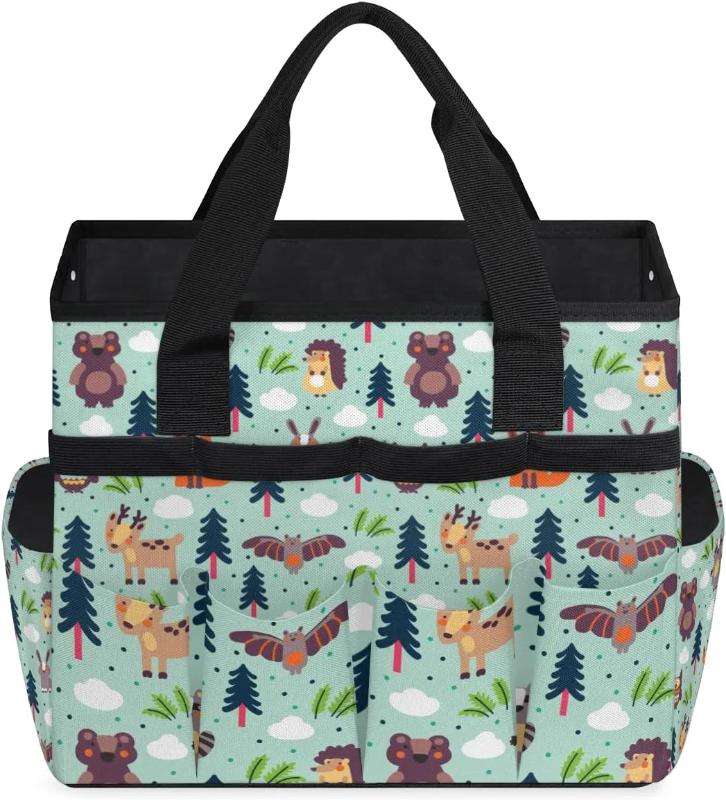 Cute Animals Gardening Bag, Garden Tote Bag, Portable Garden Tool Bags Storage with Pockets & Handle, Multi-Pocket Gardening Tote Organizer for Outdoor Garden Lawn Yard