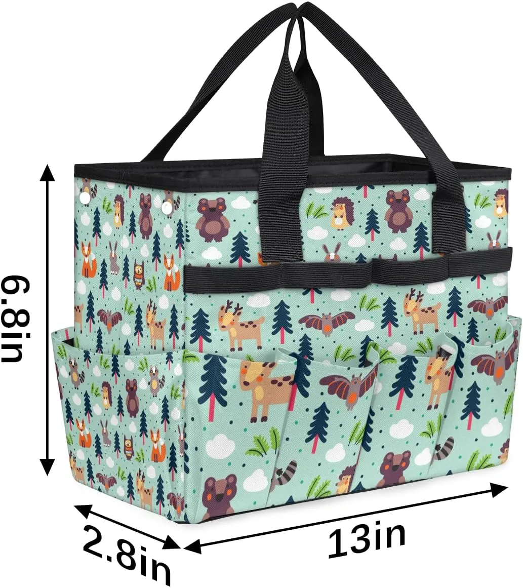 Cute Animals Gardening Bag, Garden Tote Bag, Portable Garden Tool Bags Storage with Pockets & Handle, Multi-Pocket Gardening Tote Organizer for Outdoor Garden Lawn Yard