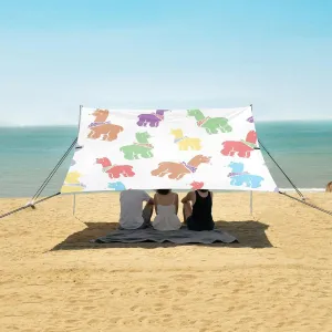 Cute Colorful Alpaca Pattern Beach Camping Tent Sun Shelter for Whole Family, Beach Shade Canopy with UPF50  UV Protection,Easy Set Up and Carry,Outdoor Shade for Trips, Fishing, Backyard Fun P
