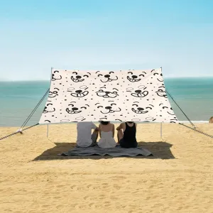Cute Dogs Face Cartoon Pattern Beach Camping Tent Sun Shelter for Whole Family, Beach Shade Canopy with UPF50  UV Protection,Easy Set Up and Carry,Outdoor Shade for Trips, Fishing, Backyard Fun