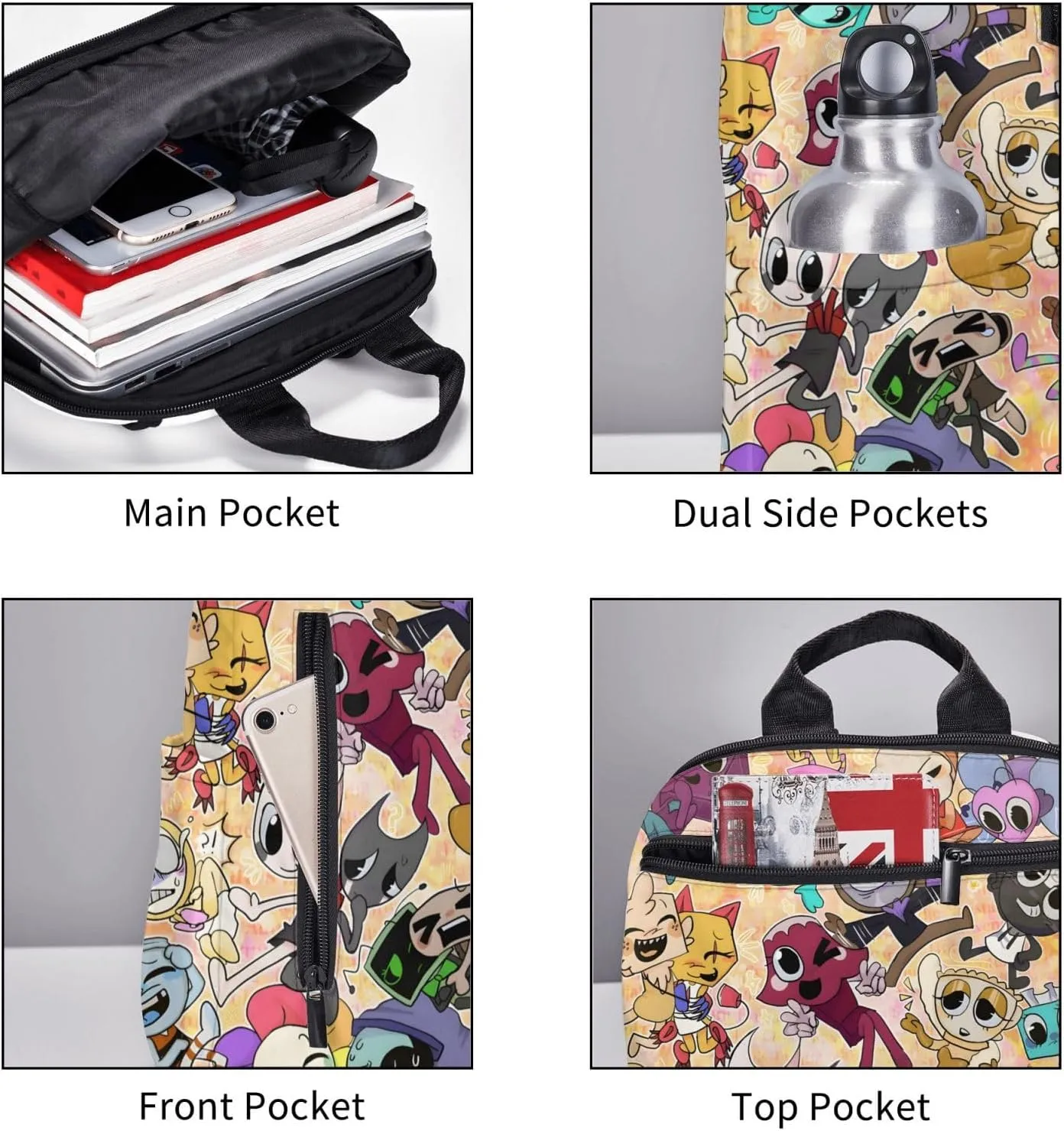 Dandys World Backpack Cartoon Print Fashion Daily Multi-Purpose Backpack Unisex 15in