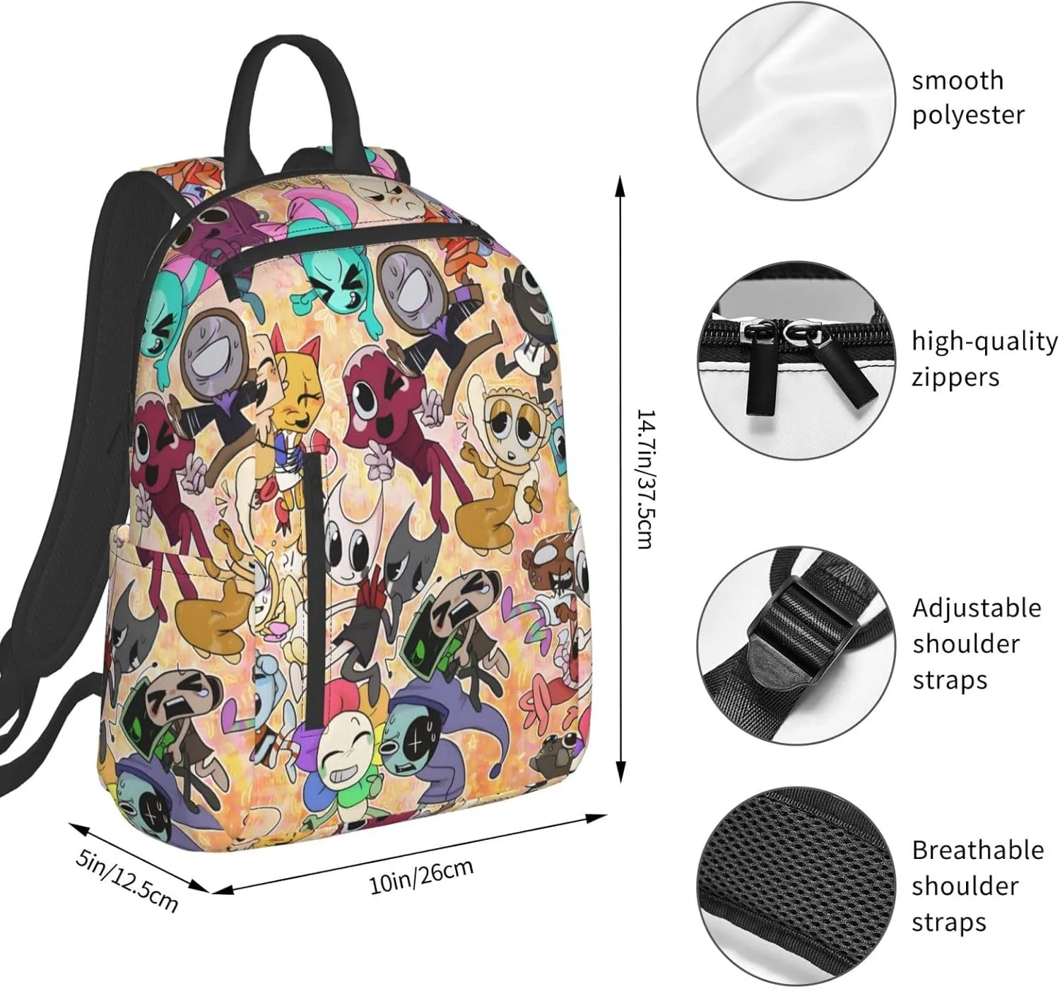 Dandys World Backpack Cartoon Print Fashion Daily Multi-Purpose Backpack Unisex 15in